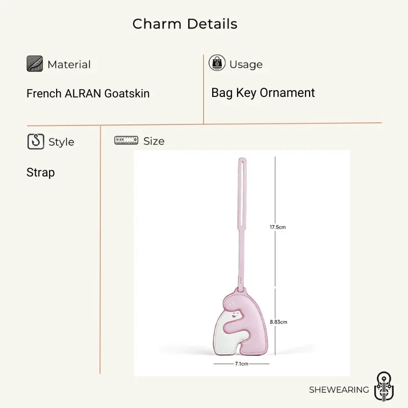Cute Hugging Leather Bag Charm – Handmade Cartoon-Inspired Pendant | Creative Keychain Accessory | Sweet Gift for Women