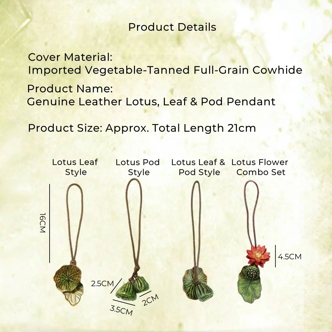 Monet-Inspired Lotus Leather Bag Charm – Handmade Full-Grain Cowhide Pendant | Adjustable Artistic Accessory | Tranquil Vintage Gift for Her