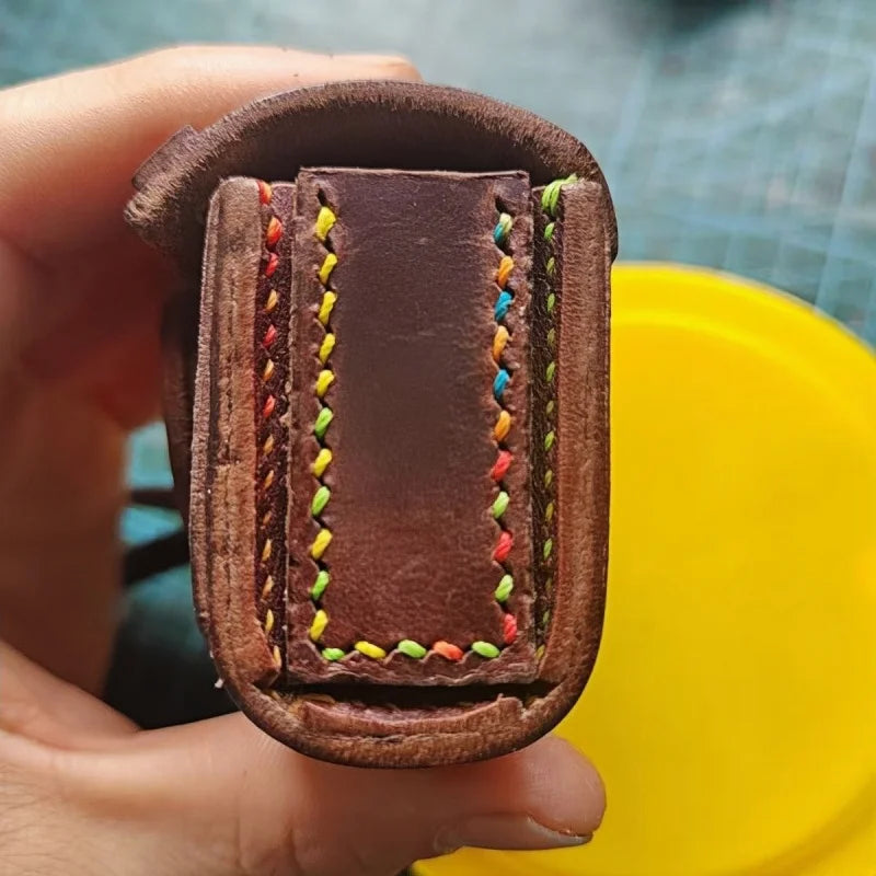 Vintage Camera Leather Bag Charm – Handmade Full-Grain Leather Mini Case | Retro Keychain & Lipstick Holder | Artistic Gift for Collectors