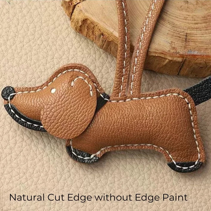 Handmade Leather Dachshund Dog Bag Charm – Premium Sheepskin Handbag Pendant & Keychain | Minimalist Boutique Accessory for Women’s Tote, Purse & Backpack
