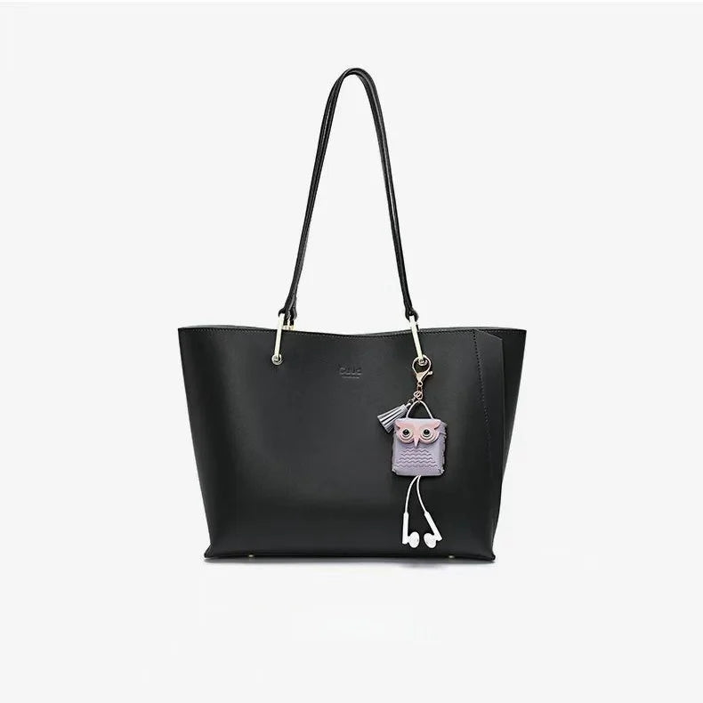 Dije de búho para bolso de cuero – Estuche de búho hecho a mano en cuero flor | Llavero multifuncional y organizador de cables | Dije pequeño y divertido para mujer