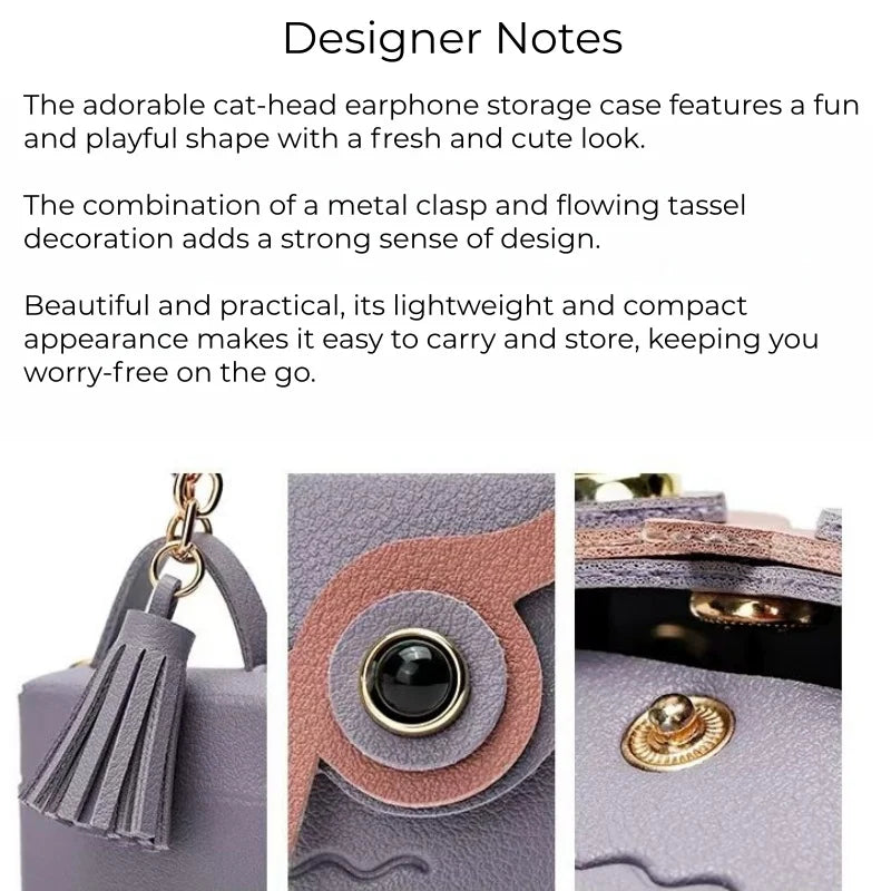 Dije de búho para bolso de cuero – Estuche de búho hecho a mano en cuero flor | Llavero multifuncional y organizador de cables | Dije pequeño y divertido para mujer