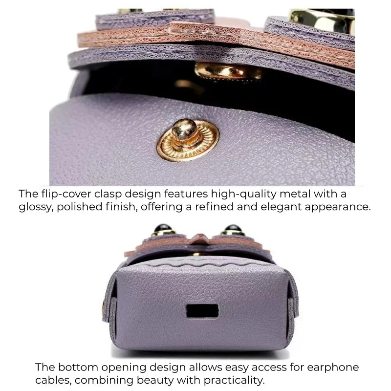 Dije de búho para bolso de cuero – Estuche de búho hecho a mano en cuero flor | Llavero multifuncional y organizador de cables | Dije pequeño y divertido para mujer