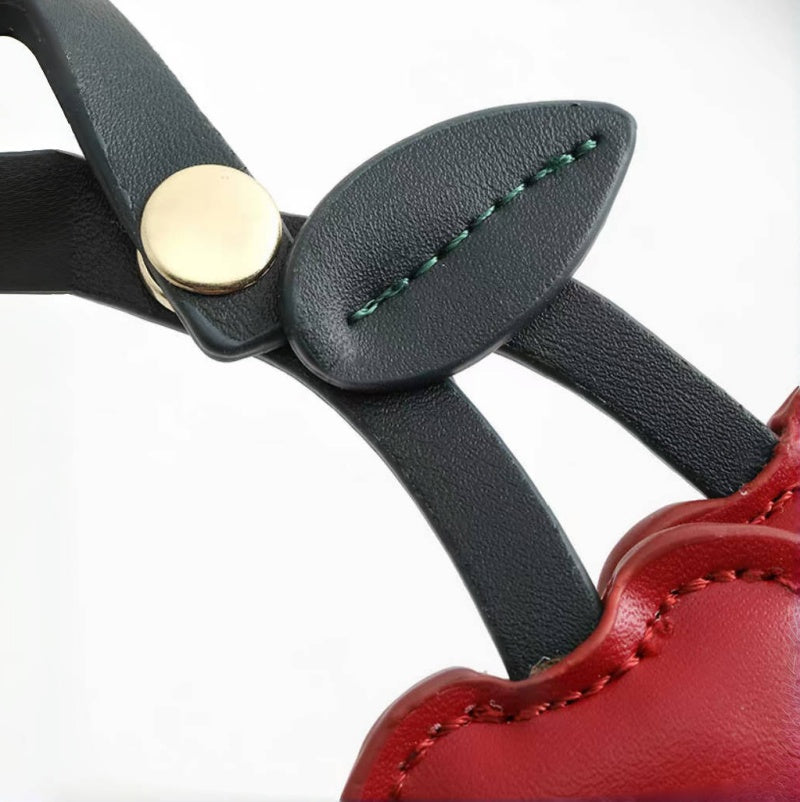 Cherry Heart Leather Bag Charm – Handcrafted Double-Cherry Pendant in Full-Grain Leather | Cute Fruit-Inspired Keychain | Elegant Accessory for Handbags & Totes