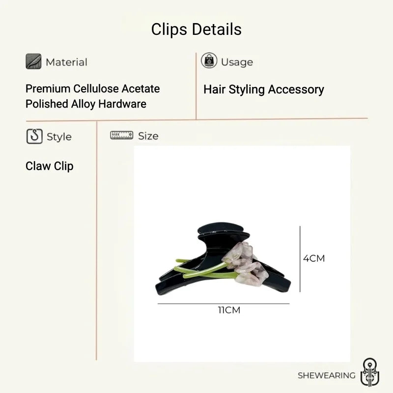 Elegant Lily Flower Acetate Hair Claw Clip – French Romantic Style Hair Accessory | Strong Hold Large Hair Clip for Women | Everyday Styling Essential Gift for Her