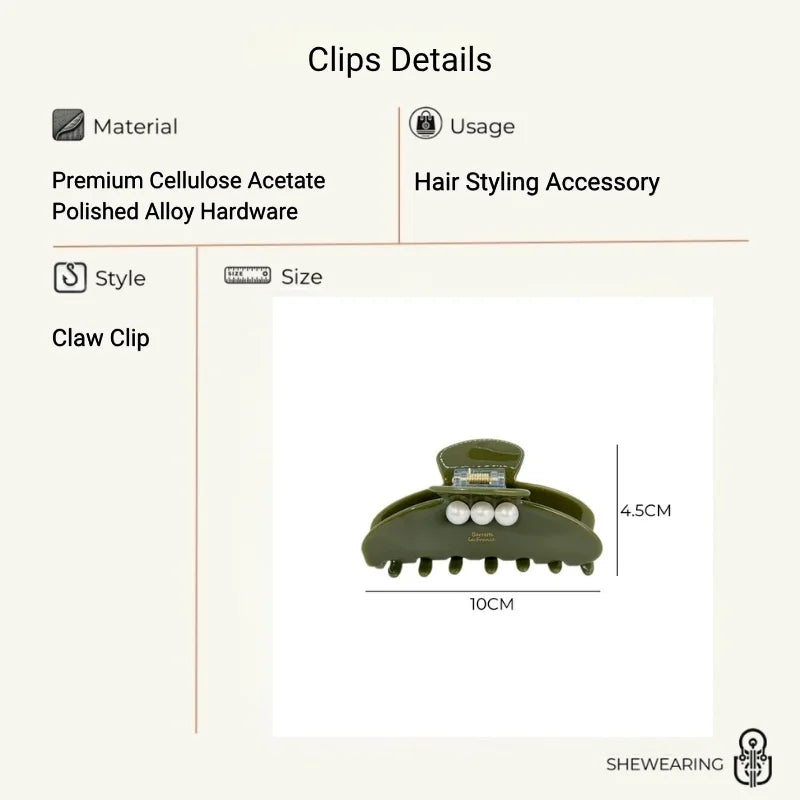 Galaxy Pearl Acetate Hair Claw Clip – Elegant French-Inspired Hair Accessory | Large Strong Hold Claw Clip for Women | Glossy Finish Everyday Styling Gift for Her