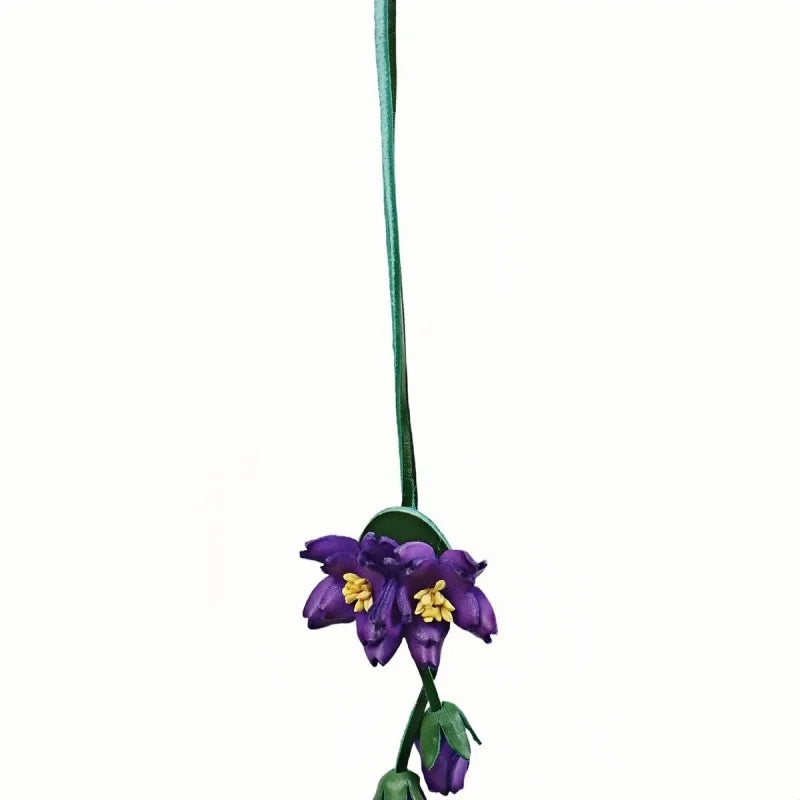 Purple Blossom Leather Bag Charm – Handmade Full-Grain Leather Flower Pendant | Unique Handcrafted Sakura-Inspired Accessory | Elegant Handbag Decoration Gift