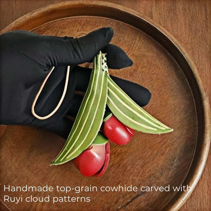 Handmade Tulip Leather Bag Charm – Full-Grain Cowhide Flower Pendant | Artisan Handcrafted Accessory | Unique Leather Handbag Decoration