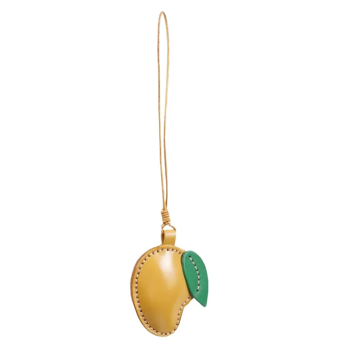 Mango Leather Bag Charm – Handmade Full-Grain Cowhide Pendant | Vintage Fruit-Inspired Keychain | Unique Handbag Accessory & Lucky Gift