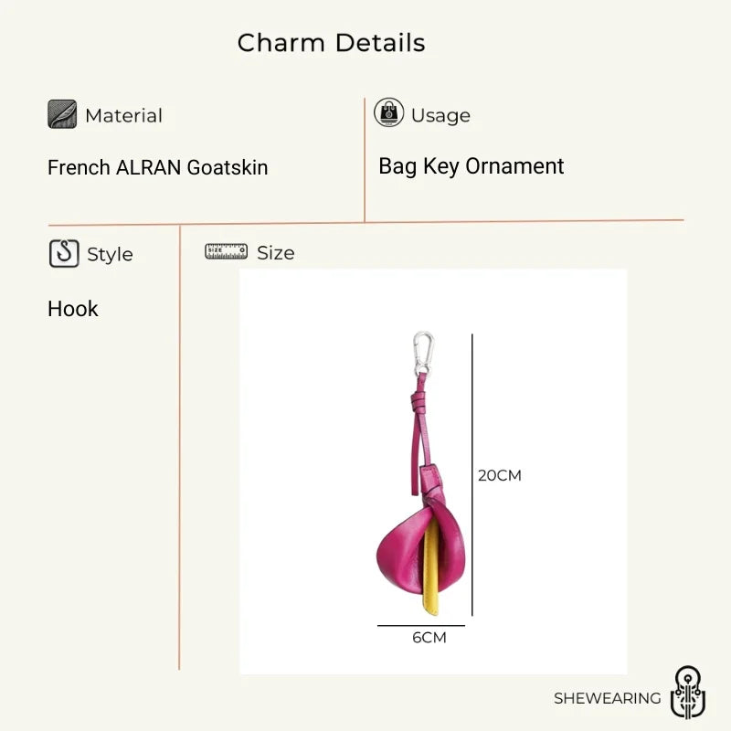 Calla Lily Leather Bag Charm – Handmade Genuine Leather Floral Keychain | Elegant Purse Accessory | Unique Gift for Women