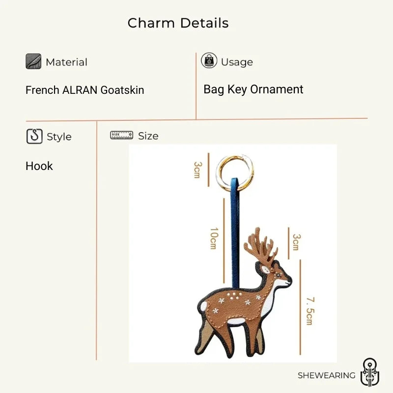 Amuleto para bolso de piel de ciervo de la suerte – Colgante de piel de oveja francesa hecho a mano | Símbolo de gracia y buena fortuna | Elegante regalo artesanal para mujer