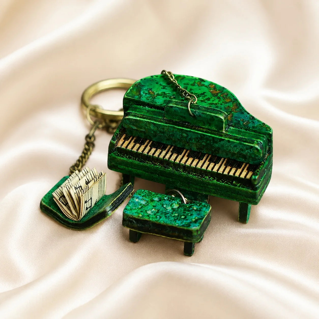 Unique Handcrafted Top-Grain Cowhide Leather Mini Piano Bag Charm – Vintage Music Keychain Purse Accessory, Gift for Her