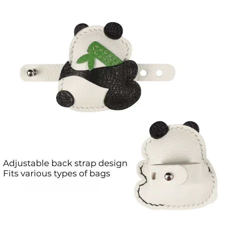 Bamboo Hugging Panda Leather Bag Charm – Handmade Full-Grain Pendant | Symbol of Good Fortune & Peace | Artistic Panda Gift Accessory