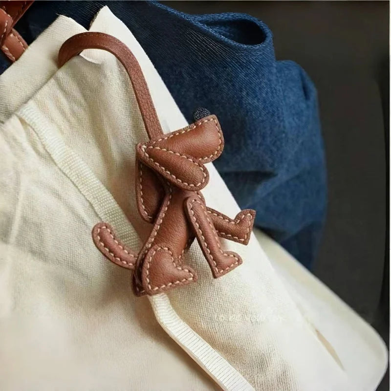 Handmade Leather Dog Bag Charm – Original Puppy Design Keychain & Handbag Pendant | Full-Grain Leather Stitchwork | Healing Gift for Pet Lovers