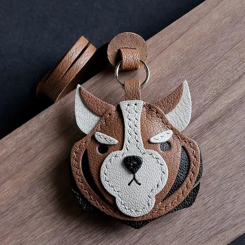 Designer Zodiac Tiger Leather Bag Charm – Handmade Animal Keychain Pendant | Premium Leather Craft Accessory | Unique Year of the Tiger Gift