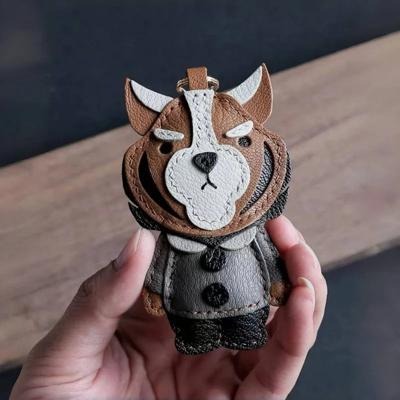 Designer Zodiac Tiger Leather Bag Charm – Handmade Animal Keychain Pendant | Premium Leather Craft Accessory | Unique Year of the Tiger Gift