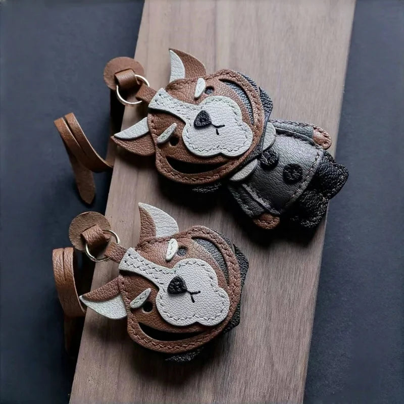 Designer Zodiac Tiger Leather Bag Charm – Handmade Animal Keychain Pendant | Premium Leather Craft Accessory | Unique Year of the Tiger Gift