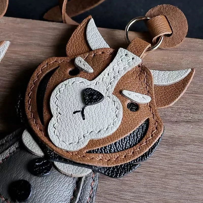 Designer Zodiac Tiger Leather Bag Charm – Handmade Animal Keychain Pendant | Premium Leather Craft Accessory | Unique Year of the Tiger Gift