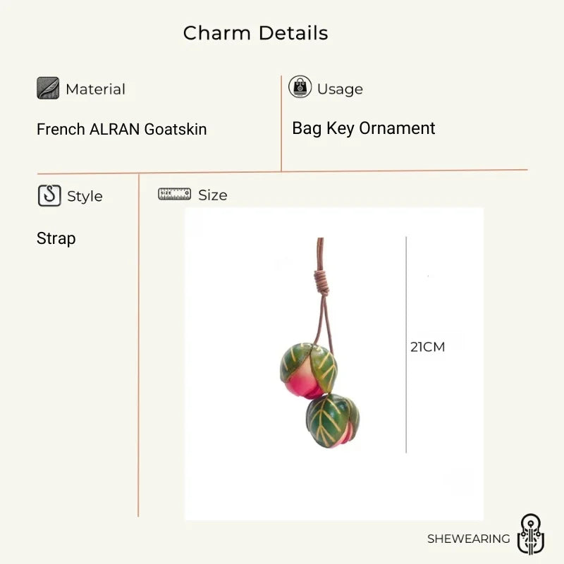 Joyful Bloom Leather Bag Charm – Handmade Full-Grain Leather Flower Pendant | Botanical-Inspired Keychain | Unique Gift & Handbag Accessory
