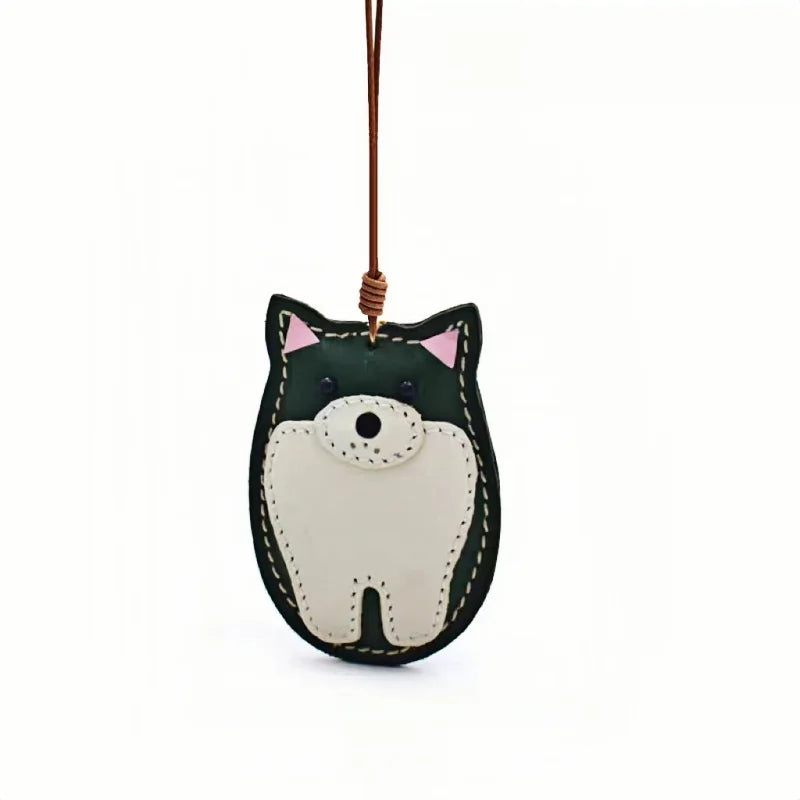 Shiba Inu Leather Dog Bag Charm – Handmade Full-Grain Cowhide Keychain | Cute Pet-Inspired Pendant for Handbags & Journals | Playful Gift for Dog Lovers