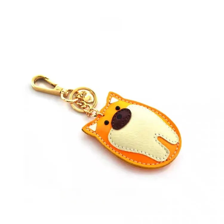 Shiba Inu Leather Dog Bag Charm – Handmade Full-Grain Cowhide Keychain | Cute Pet-Inspired Pendant for Handbags & Journals | Playful Gift for Dog Lovers