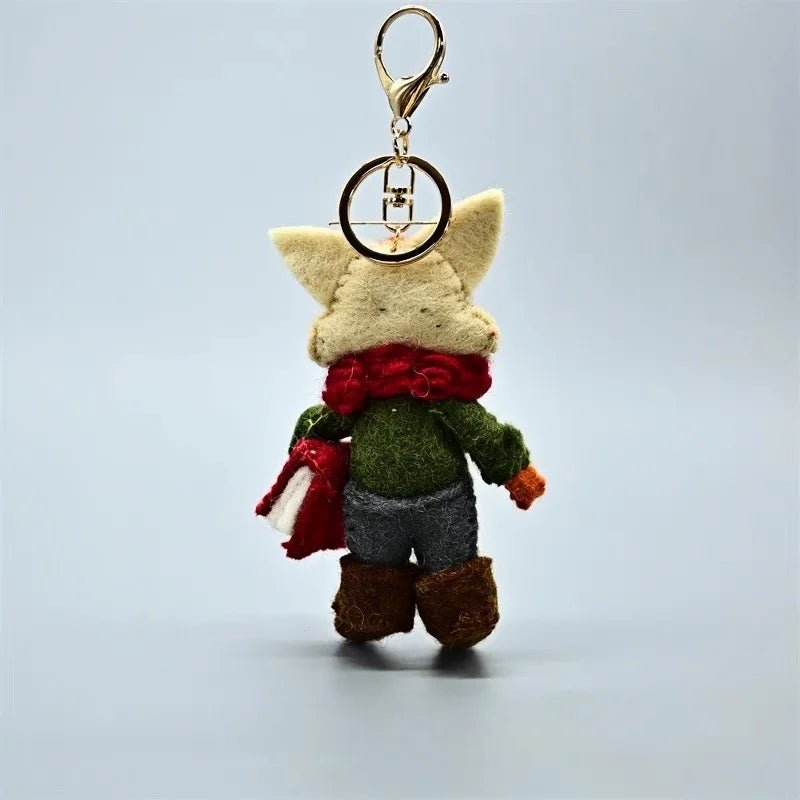 Bookish Fox Wool Charm – Handmade Felt Keychain | Cozy Green Sweater & Book - Loving Design | Slow Living Bag Pendant - shewearing