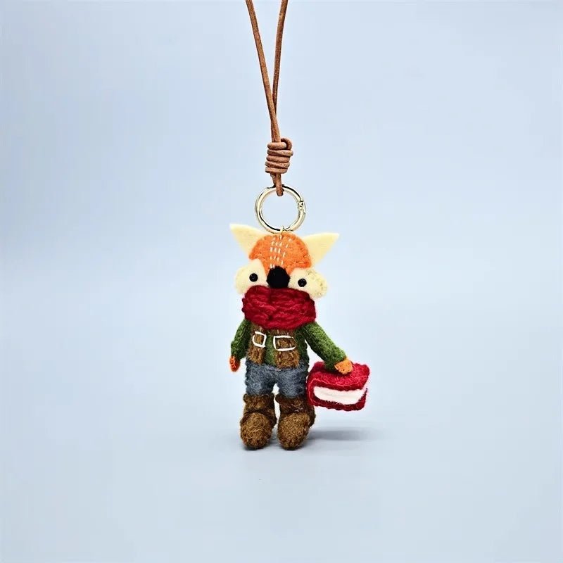 Bookish Fox Wool Charm – Handmade Felt Keychain | Cozy Green Sweater & Book - Loving Design | Slow Living Bag Pendant - shewearing