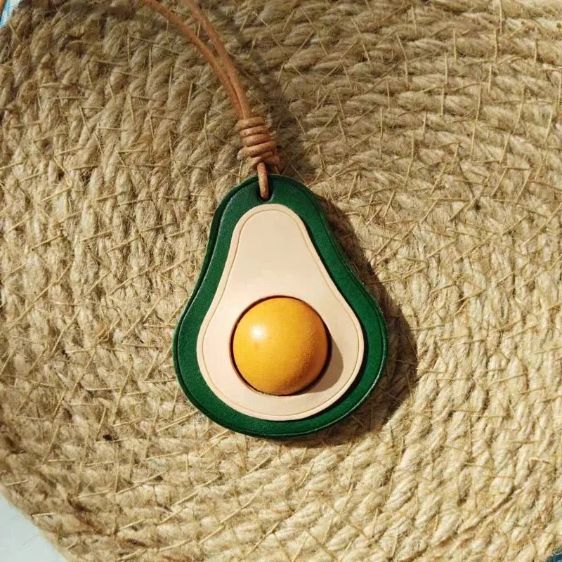 Colorful Avocado Leather Bag Charm – Handcrafted Vegetable - Tanned Keychain | Playful Fruit Pendant for Handbags | Creative Vegan - Inspired Accessory - shewearing