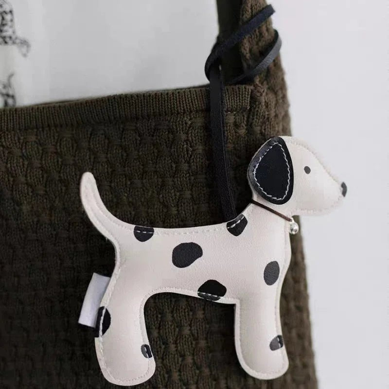 Dalmatian - Inspired Leather Dog Bag Charm – Cute Cartoon Animal Pendant | Handcrafted Faux Leather Accessory | Whimsical Gift for Women - shewearing