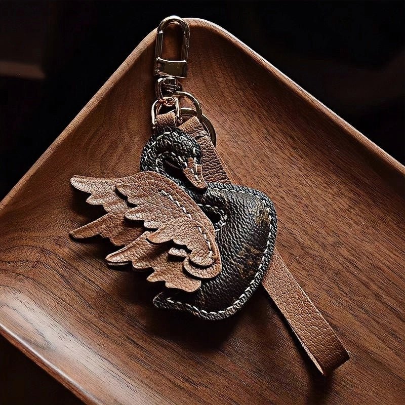 Elegant Black and White Swan Bag Charm – Original Design, Premium Leather, Handcrafted Accessory, Keychain for Women, Ideal for Unique Gifts - shewearing