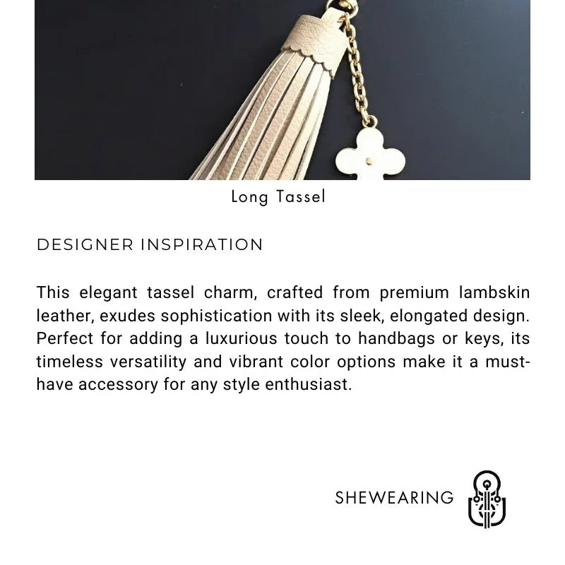 Elegant Long Lambskin Tassel Bag Charm – Handcrafted DIY Accessory for Women’s Handbags and Keys - shewearing