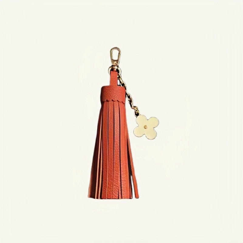 Elegant Long Lambskin Tassel Bag Charm – Handcrafted DIY Accessory for Women’s Handbags and Keys - shewearing