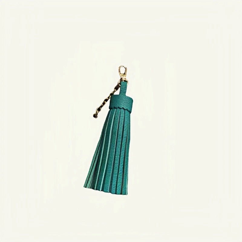 Elegant Long Lambskin Tassel Bag Charm – Handcrafted DIY Accessory for Women’s Handbags and Keys - shewearing