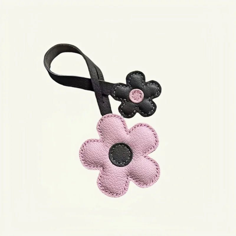 Elegant Sunflower Charm - Dual - Flower and Triple - Flower Multicolor Handmade Genuine Leather Bag, Backpack Accessory, Keychain, Premium Gift - shewearing