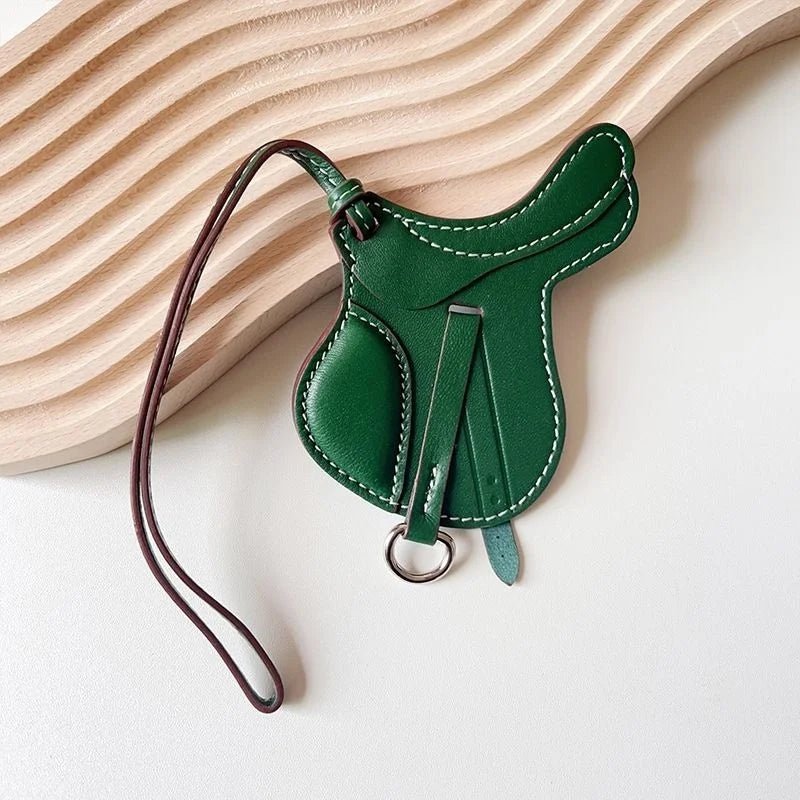 Equestrian - Inspired Saddle Bag Charm – Handcrafted French Goatskin Pendant | Unique Keychain Accent | Timeless Equestrian Style - shewearing