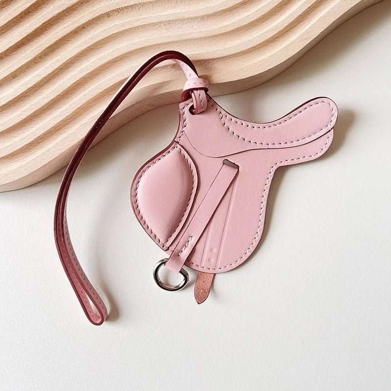 Equestrian - Inspired Saddle Bag Charm – Handcrafted French Goatskin Pendant | Unique Keychain Accent | Timeless Equestrian Style - shewearing