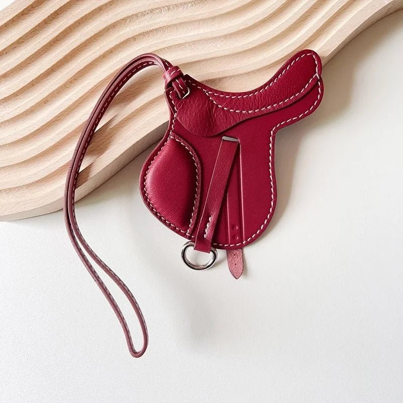 Equestrian - Inspired Saddle Bag Charm – Handcrafted French Goatskin Pendant | Unique Keychain Accent | Timeless Equestrian Style - shewearing