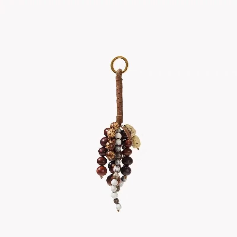 Fortune Seeds Natural Beaded Bag Charm – Handcrafted Lucky Pendant | Unique Artisanal Accessory | Elegant Statement for Handbags - shewearing