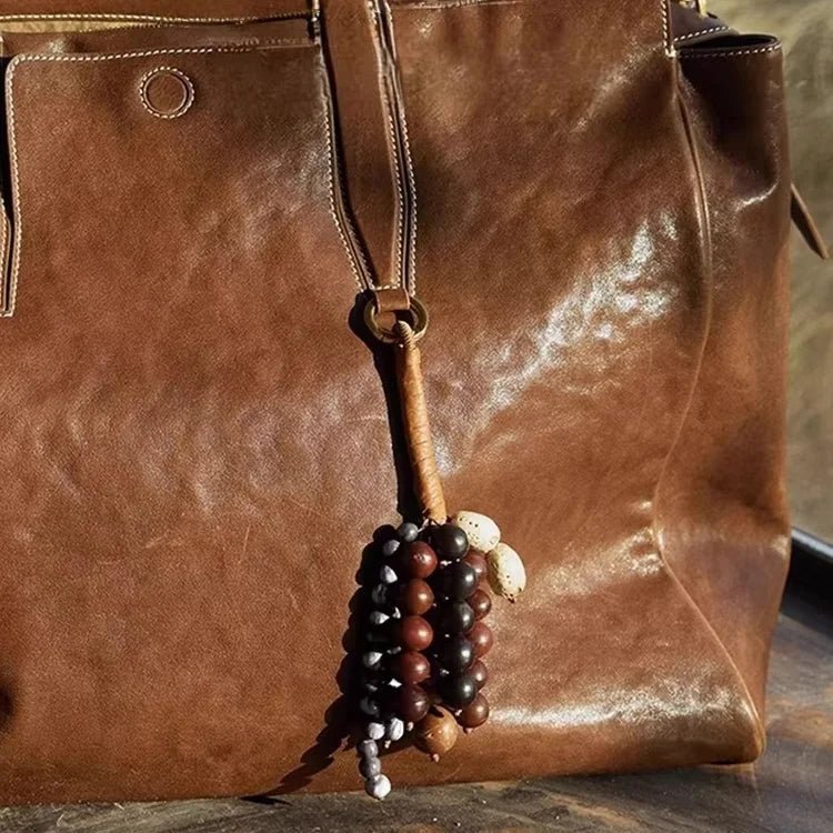 Fortune Seeds Natural Beaded Bag Charm – Handcrafted Lucky Pendant | Unique Artisanal Accessory | Elegant Statement for Handbags - shewearing