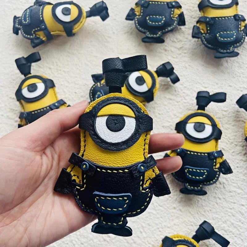 Handcrafted Big - Eyed Yellow Minion Leather Charm – Unique Bag & Key Accessory, Fun Gift Idea - shewearing