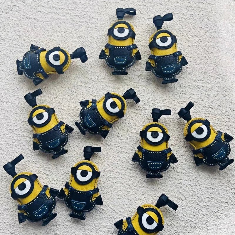Handcrafted Big - Eyed Yellow Minion Leather Charm – Unique Bag & Key Accessory, Fun Gift Idea - shewearing