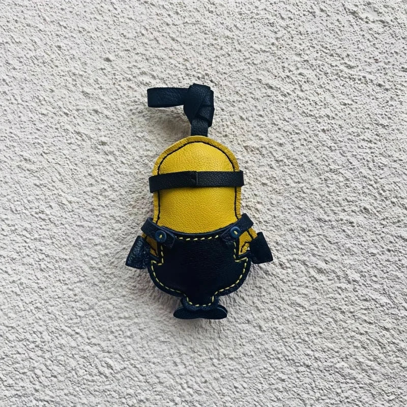 Handcrafted Big - Eyed Yellow Minion Leather Charm – Unique Bag & Key Accessory, Fun Gift Idea - shewearing