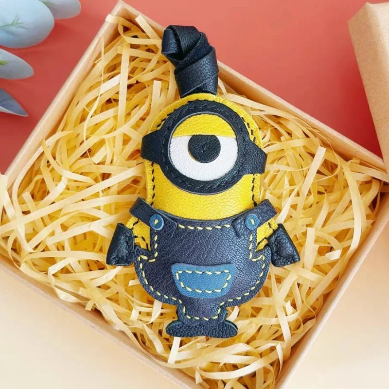 Handcrafted Big - Eyed Yellow Minion Leather Charm – Unique Bag & Key Accessory, Fun Gift Idea - shewearing
