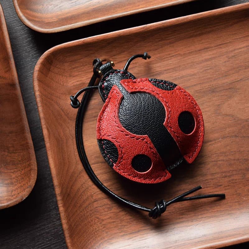 Handcrafted Ladybug Leather Bag Charm – Creative Design, French Full - Grain Lambskin, Keychain or Bag Accessory for Women, Minimalist Nature - Inspired Gift - shewearing