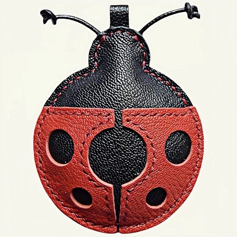 Handcrafted Ladybug Leather Bag Charm – Creative Design, French Full - Grain Lambskin, Keychain or Bag Accessory for Women, Minimalist Nature - Inspired Gift - shewearing