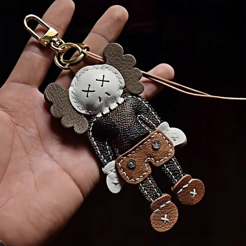 Handcrafted Leather Doll Charm – French Goatskin Keychain for Bags, Unisex Birthday Gift, Unique Trendy Style - shewearing