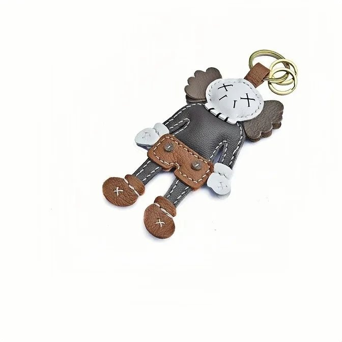 Handcrafted Leather Doll Charm – French Goatskin Keychain for Bags, Unisex Birthday Gift, Unique Trendy Style - shewearing
