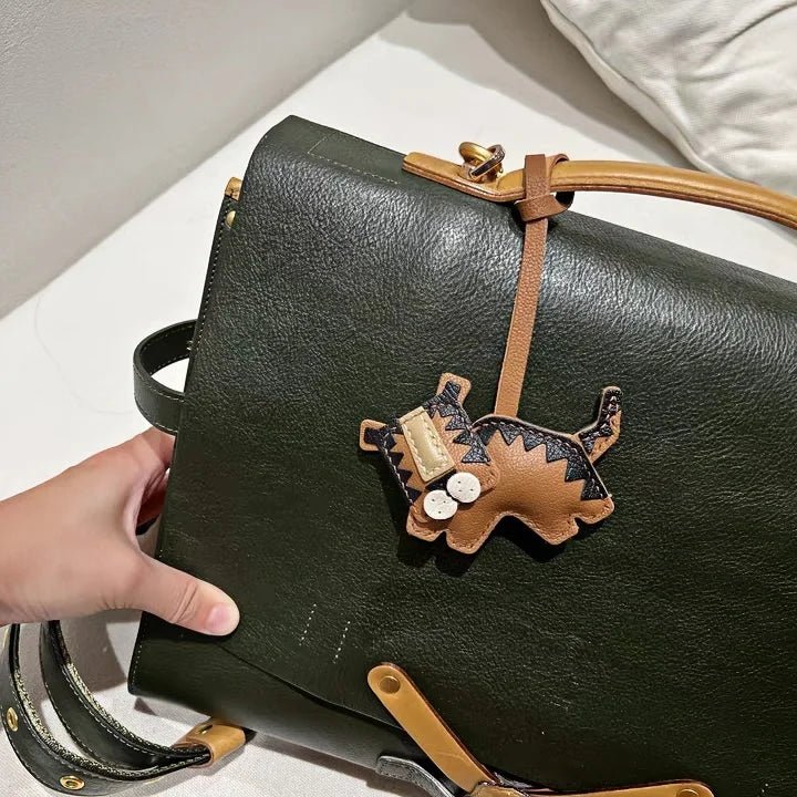 Handcrafted Leather Tiger Bag Charm – Unique Designer Keychain & Accessories Gift - shewearing