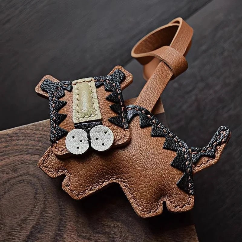Handcrafted Leather Tiger Bag Charm – Unique Designer Keychain & Accessories Gift - shewearing