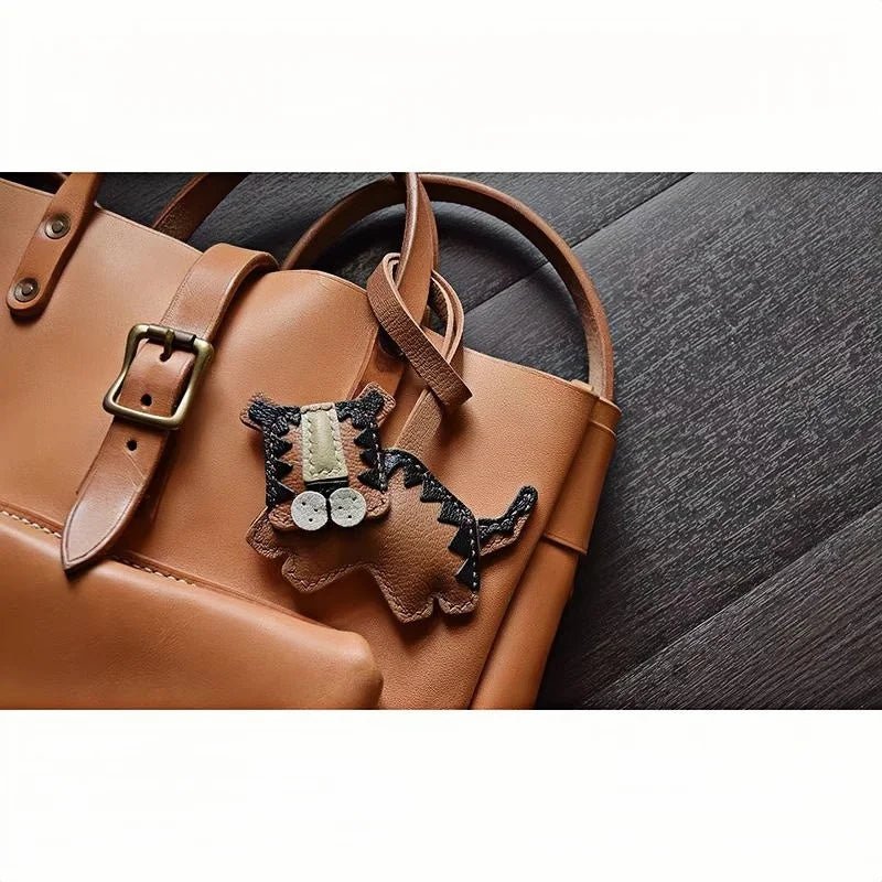 Handcrafted Leather Tiger Bag Charm – Unique Designer Keychain & Accessories Gift - shewearing